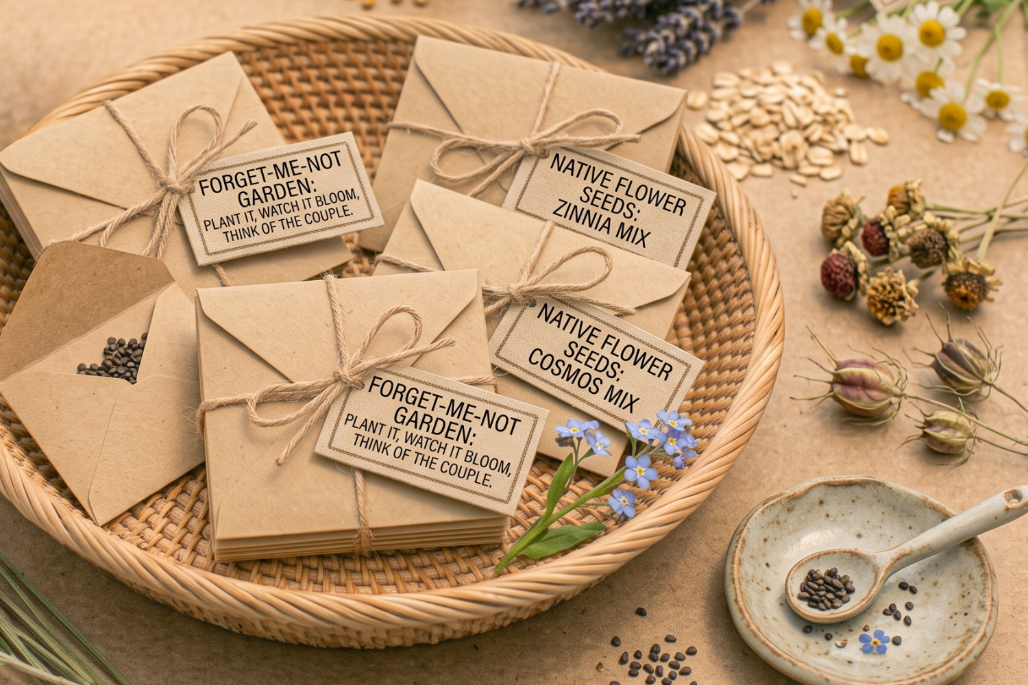 Seed packets for a forget-me-not garden